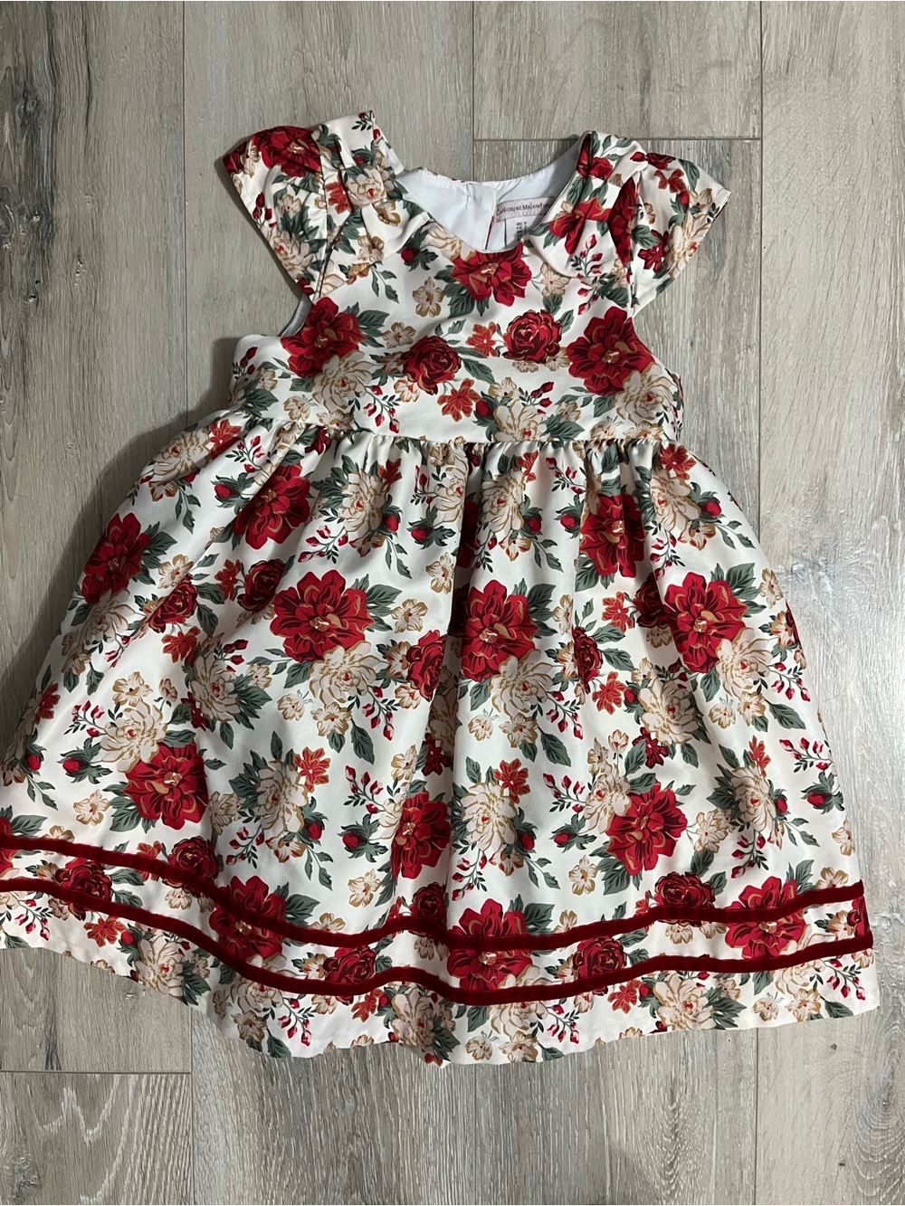 Catherine Malandrino Red and Cream Floral Party Dress